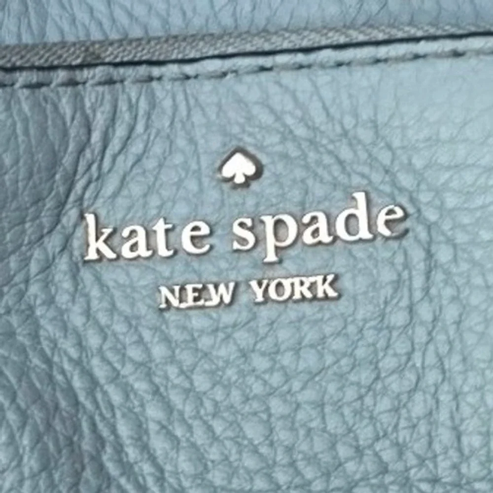 Kate‎ Spade New York Pebbled Leather Backpack Light Blue Gold Tone Hardware P4